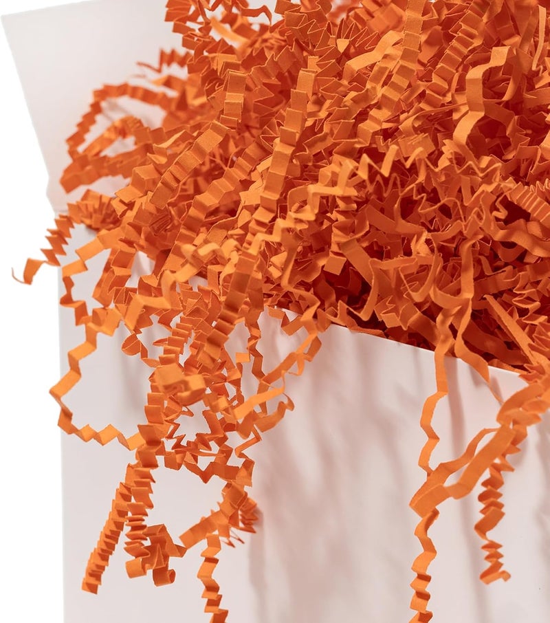 Mefleet 2 LB Crinkle Cut Paper Shred Filler Orange Crinkle Shredded Paper for Gift Box - Gift Basket Bag Filler - Grass Cushion Stuffing for Halloween Fall Christmas Holiday Packaging Wrapping - Image 2